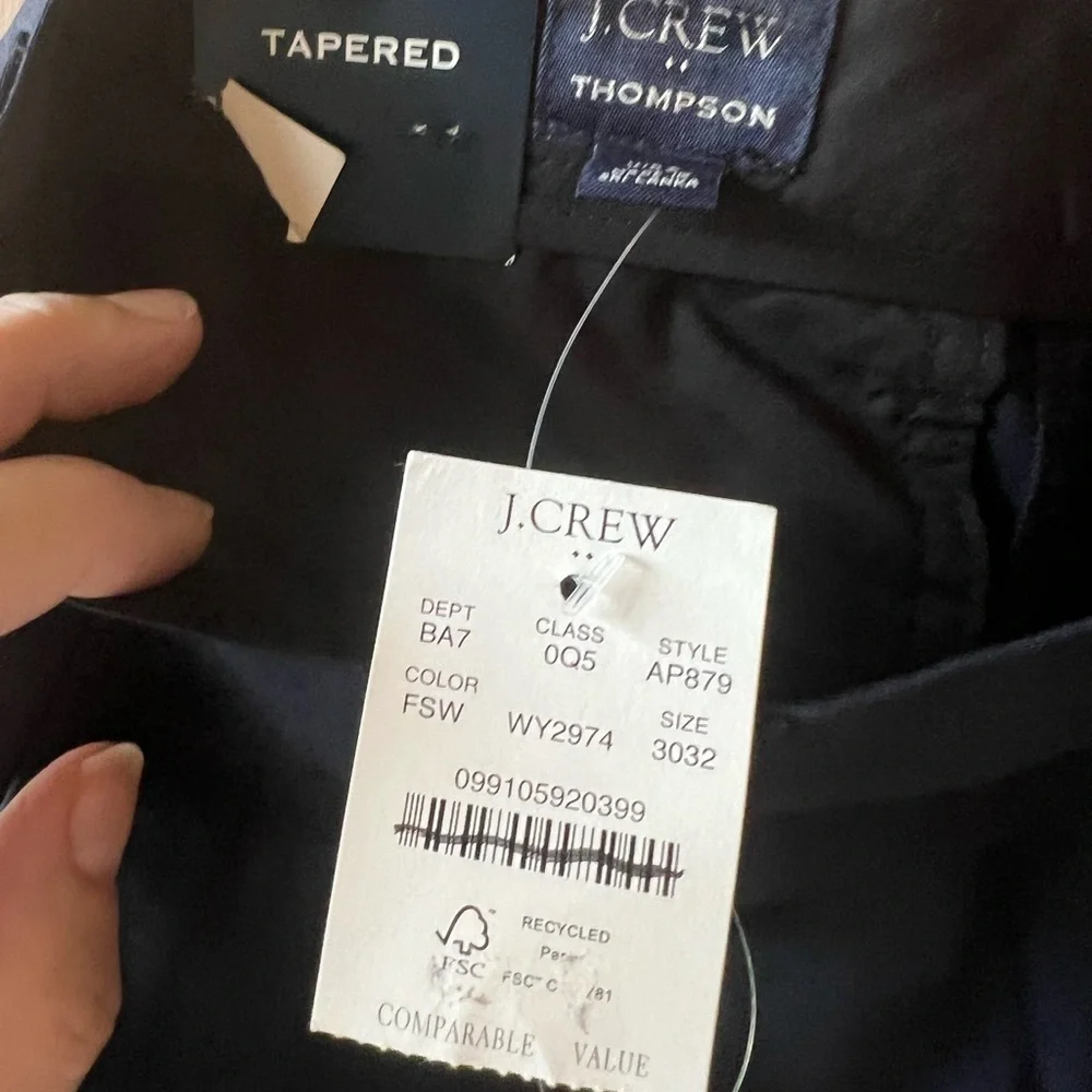 J Crew Factory Men's Navy Tapered Four Season Thompson Pants NWT 30 x 32 #1365